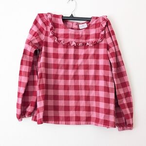 Hanna Andersson Valentines Flannel plaid print long sleeve top size 14